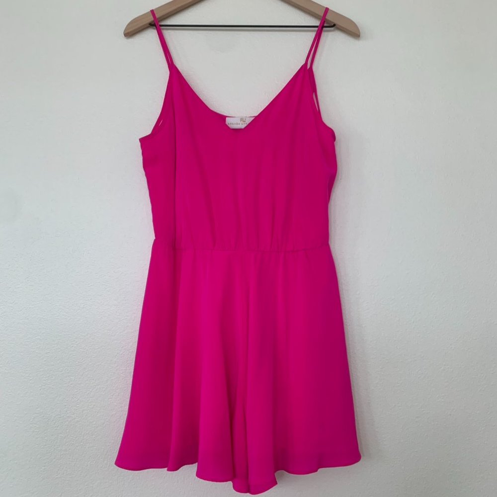 Amanda Uprichard Bright Fuschia Pink V-Neck Romper